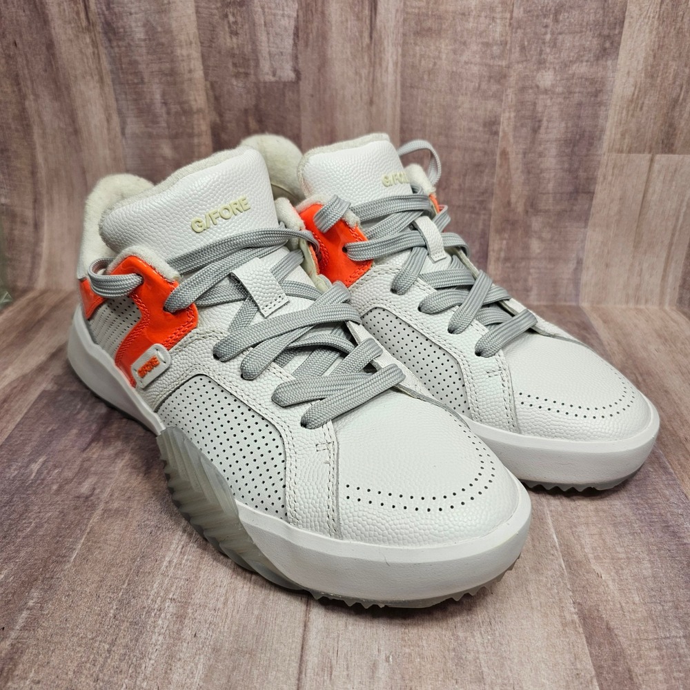 G/FORE G.112 Golf Shoes Womens Sz 8.5 White Orange Leather Spikeless Sneakers